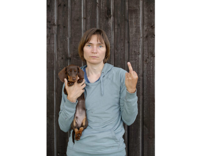 Elina Brotherus, My dog is cuter than your ugly baby, 2013, Pigment print mounted on aluminium, framed, 80 x 53 cm
