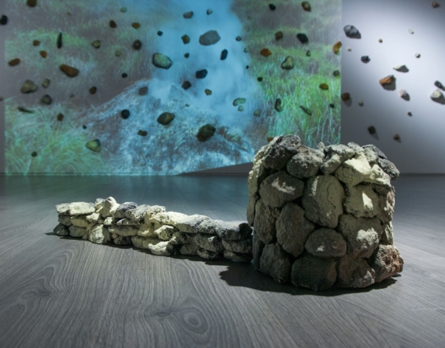 Lo Yi-Chun, Blockhouse, 2021, Sulfur, shale, andesite, plaste ,78× 21× 22cm