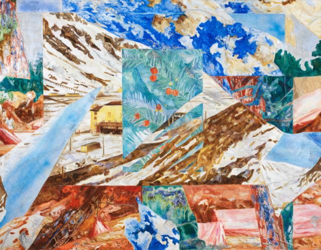 許聖泓 SHIU Sheng-Hung，長年城 The Glacial Landscape#2，2021，壓克力顏料、油彩、合成色粉、天然色粉（鈷、青金石、赭石、綠土）、畫布 Acrylic, Oil, Synthetic pigments and Natural pigments (Cobalt, Lapis Lazuli, Natural Ochre, Natural Green Earth) on canvas，120 x 180cm
