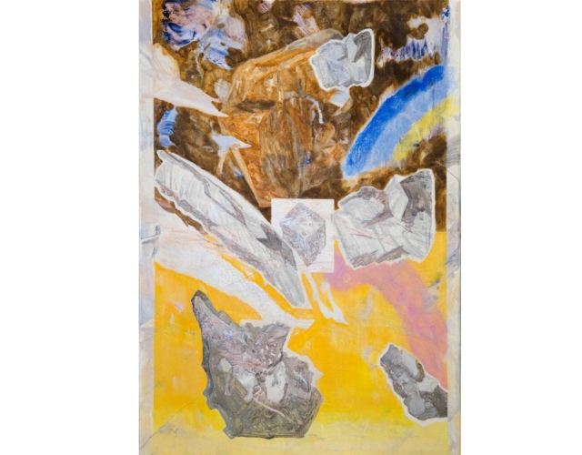 許聖泓 SHIU Sheng-Hung，鐠 The Glacial Landscape#5-Praseodymium，2021，壓克力顏料、油彩、合成色粉、天然色粉（赭石、鐵、鎳、鉻）、畫布 Acrylic, Oil, Synthetic pigments and Natural pigments (Natural Ochre, Iron, Nickel, Chromium) on canvas，120 x 180cm