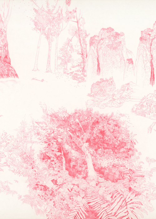 高雅婷，複景素描_紅 ，2020，複寫紙墨水、 法國水彩紙 ，78.5 x 109 cm