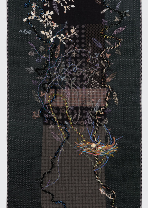 Kao Ya-Ting, Tree of Life 2023, fabric, sequins, yarn, embroidery thread , artificial pearls, 211 x 80 cm